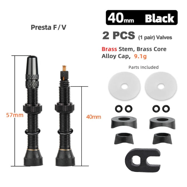 Deemount 40/60/80mm 2PCS Bicycle Tubeless Tire Presta Valve Brass Core Brass Stem W/ Alloy & Tool