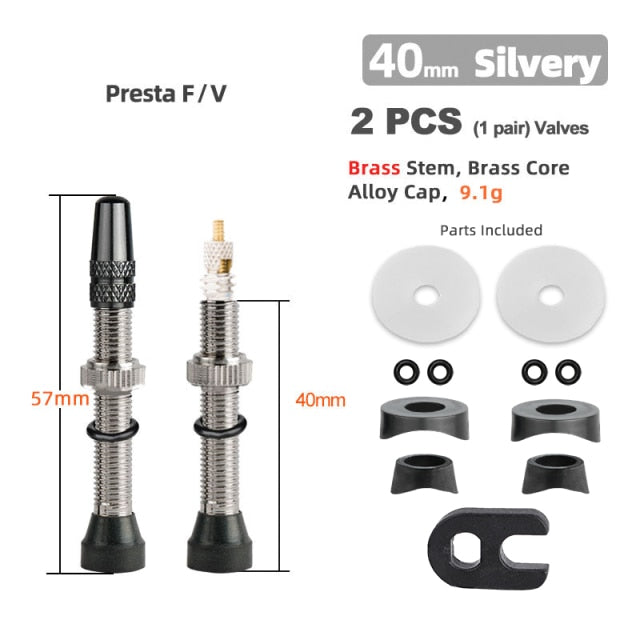 Deemount 40/60/80mm 2PCS Bicycle Tubeless Tire Presta Valve Brass Core Brass Stem W/ Alloy & Tool