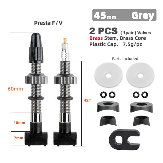 Deemount 40/60/80mm 2PCS Bicycle Tubeless Tire Presta Valve Brass Core Brass Stem W/ Alloy & Tool
