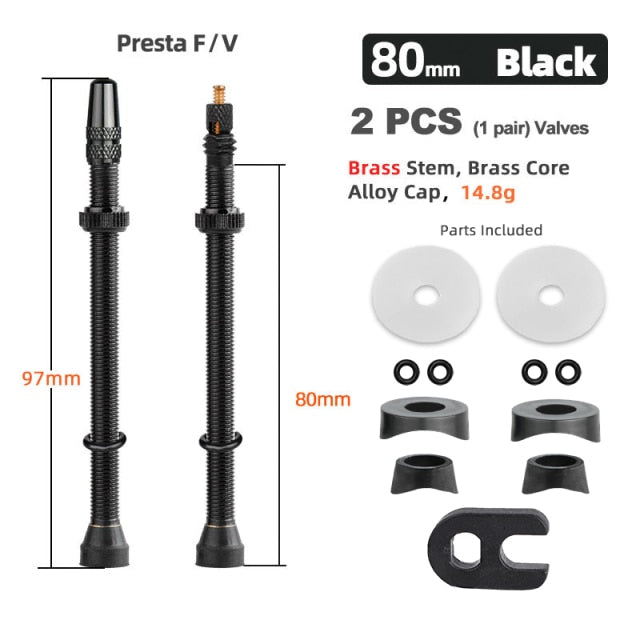 Deemount 40/60/80mm 2PCS Bicycle Tubeless Tire Presta Valve Brass Core Brass Stem W/ Alloy & Tool