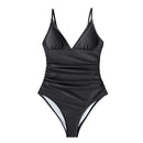 CUPSHE Solid Burgundy Shirring One-piece Swimsuit Women Deep V-neck Removable Bra Plain Monokinis 2021 New Summer Beach Swimwear