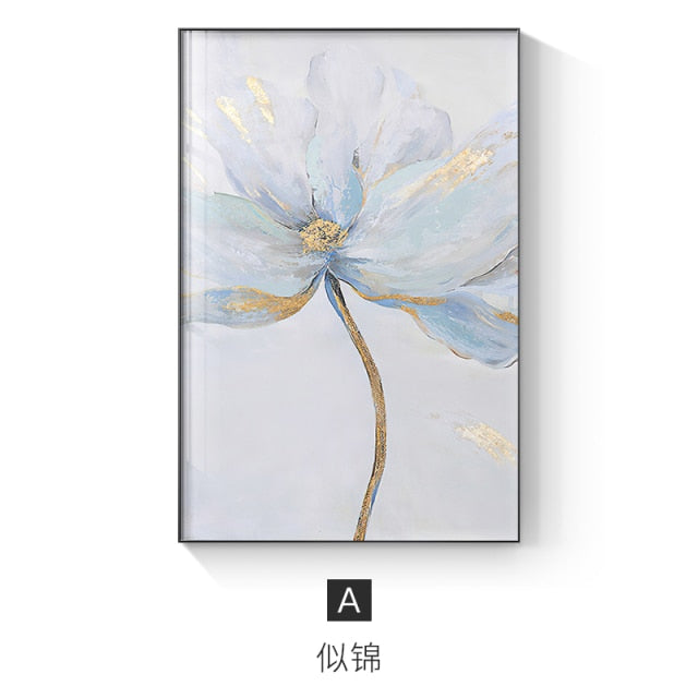 Scandinavian Flower Canvas Art Abstract Painting Print Feather Decoration Picture for Living Room Nordic Home Decor Wall Poster