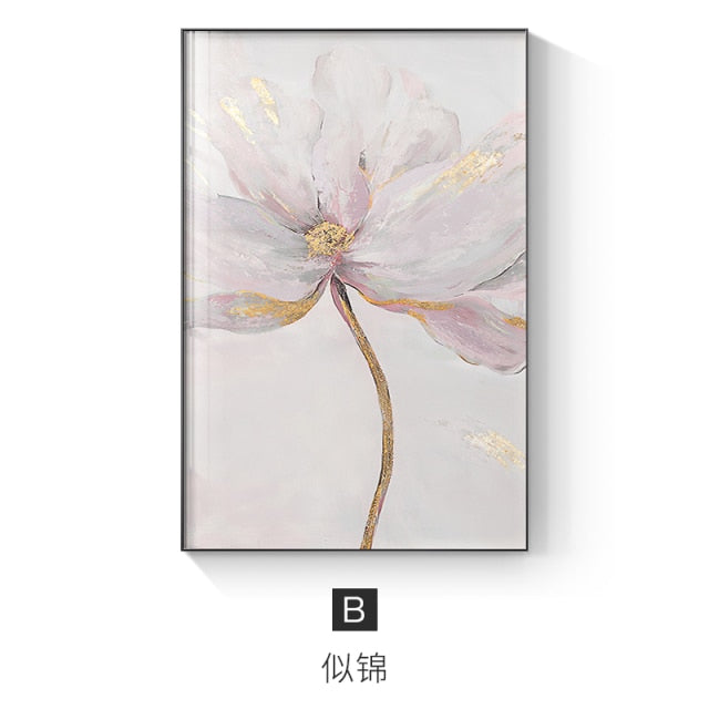 Scandinavian Flower Canvas Art Abstract Painting Print Feather Decoration Picture for Living Room Nordic Home Decor Wall Poster