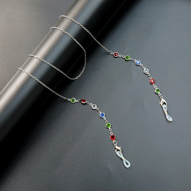 kissme Silver Color Sunglasses Masking Chains For Women Delicate Crystal Eyeglasses Chains 2021 New Fashion Jewelry Wholesale