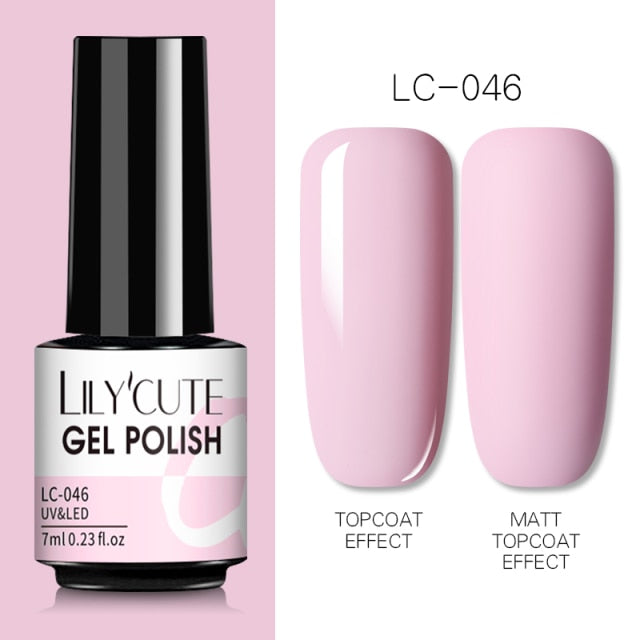 LILYCUTE Nail Gel Polish Nail Color Glitter Sequins Matte Effect Gel Long Lasting Base Top Coat Nail Art Design Hybrid