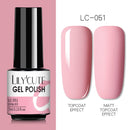 LILYCUTE Nail Gel Polish Nail Color Glitter Sequins Matte Effect Gel Long Lasting Base Top Coat Nail Art Design Hybrid