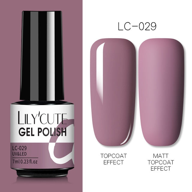 LILYCUTE Nail Gel Polish Nail Color Glitter Sequins Matte Effect Gel Long Lasting Base Top Coat Nail Art Design Hybrid