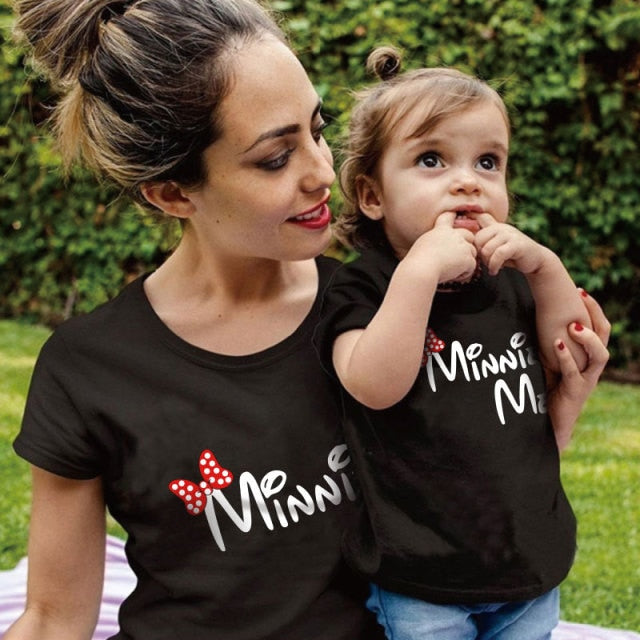 Rainbow Mother Daughter T-shirts Summer Family Matching Outfits Mom Baby Mommy and Me Tee-shirt Clothes Woman Girls Cotton Tops