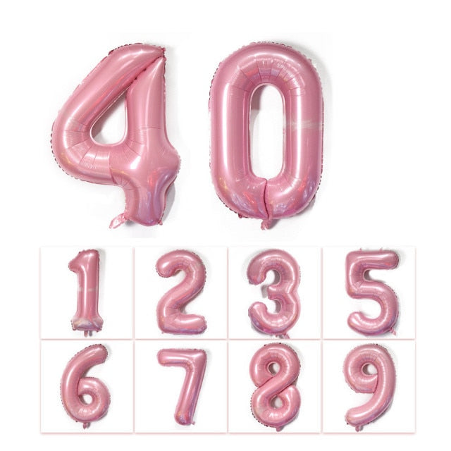 40inch Gradient Rose Red Gold Silver Big Number Foil Balloons 0 1 2 3 4 5 6 7 8 9 18 years Old Birthday Party Wedding Decoration