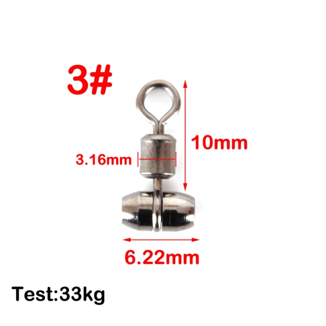 10pcs Fishing Swivels 3-way Stainless Steel Fishing Connector Rolling Bearing Swivel Hook for Carp Tackle Accessories tool