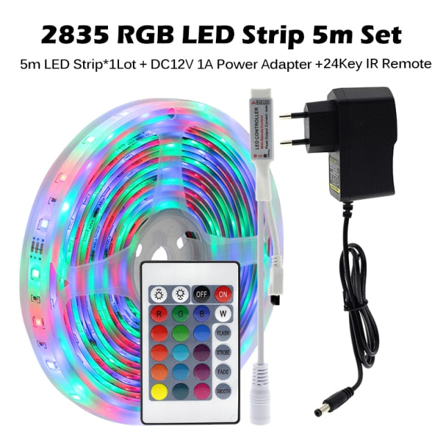 RGB LED Strip Light 5050 2835 Flexible LED Light Strip 10M 15M 20M 12V RGB LED Tape Set wiht Wifi / Bluetooth Music Controller
