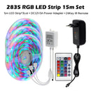 RGB LED Strip Light 5050 2835 Flexible LED Light Strip 10M 15M 20M 12V RGB LED Tape Set wiht Wifi / Bluetooth Music Controller
