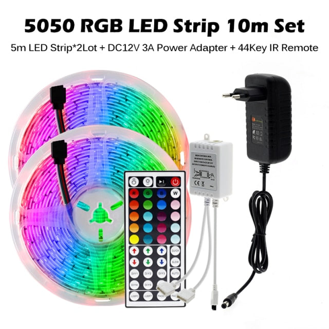 RGB LED Strip Light 5050 2835 Flexible LED Light Strip 10M 15M 20M 12V RGB LED Tape Set wiht Wifi / Bluetooth Music Controller