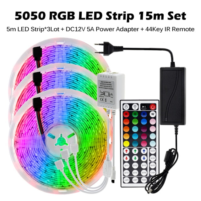 RGB LED Strip Light 5050 2835 Flexible LED Light Strip 10M 15M 20M 12V RGB LED Tape Set wiht Wifi / Bluetooth Music Controller