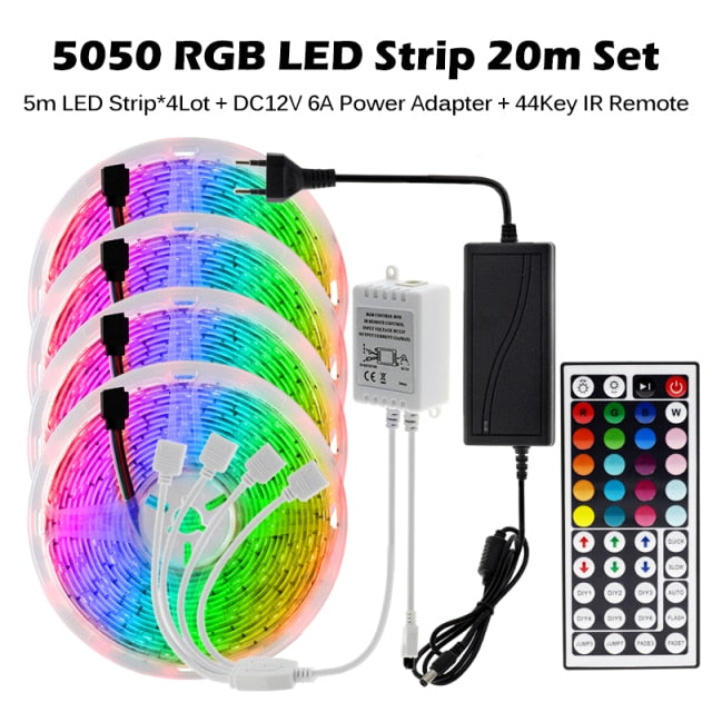 RGB LED Strip Light 5050 2835 Flexible LED Light Strip 10M 15M 20M 12V RGB LED Tape Set wiht Wifi / Bluetooth Music Controller
