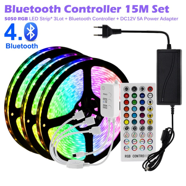 RGB LED Strip Light 5050 2835 Flexible LED Light Strip 10M 15M 20M 12V RGB LED Tape Set wiht Wifi / Bluetooth Music Controller