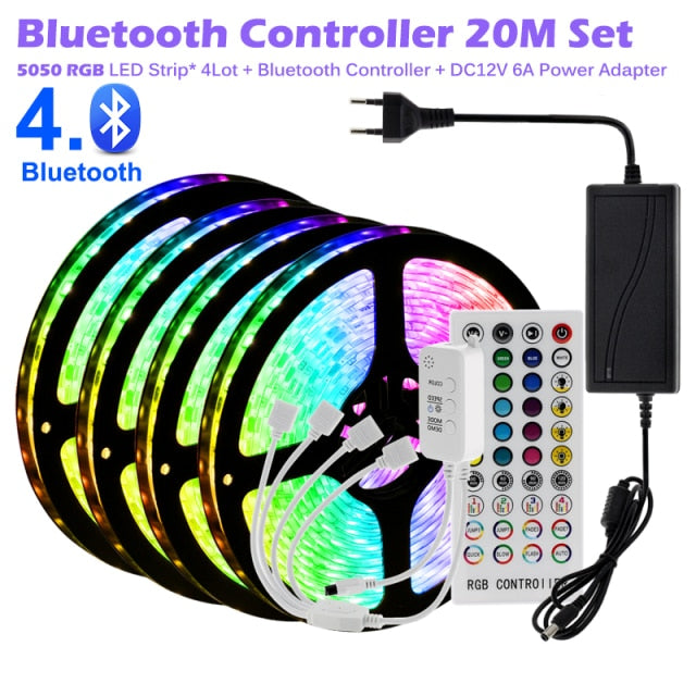 RGB LED Strip Light 5050 2835 Flexible LED Light Strip 10M 15M 20M 12V RGB LED Tape Set wiht Wifi / Bluetooth Music Controller