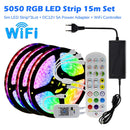RGB LED Strip Light 5050 2835 Flexible LED Light Strip 10M 15M 20M 12V RGB LED Tape Set wiht Wifi / Bluetooth Music Controller