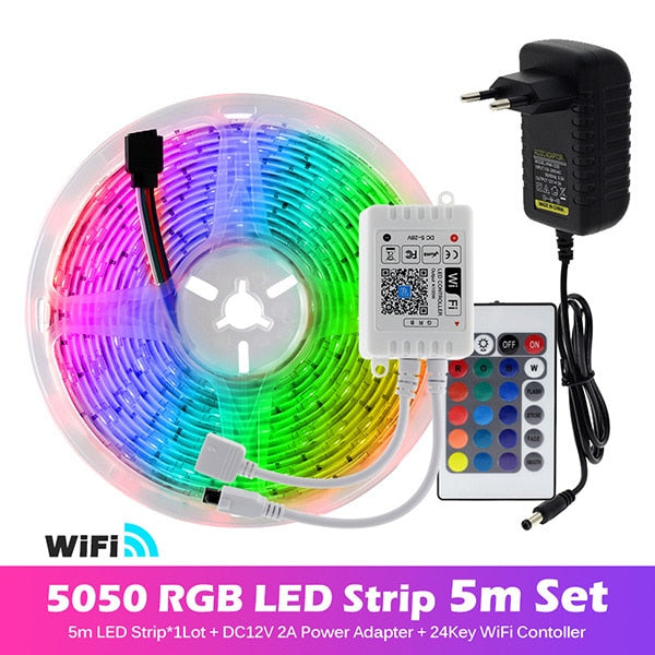 RGB LED Strip Light 5050 2835 Flexible LED Light Strip 10M 15M 20M 12V RGB LED Tape Set wiht Wifi / Bluetooth Music Controller