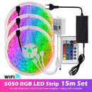 RGB LED Strip Light 5050 2835 Flexible LED Light Strip 10M 15M 20M 12V RGB LED Tape Set wiht Wifi / Bluetooth Music Controller
