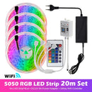 RGB LED Strip Light 5050 2835 Flexible LED Light Strip 10M 15M 20M 12V RGB LED Tape Set wiht Wifi / Bluetooth Music Controller