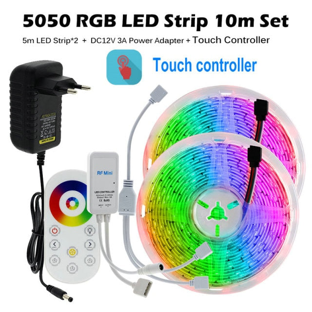 RGB LED Strip Light 5050 2835 Flexible LED Light Strip 10M 15M 20M 12V RGB LED Tape Set wiht Wifi / Bluetooth Music Controller