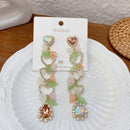 MENGJIQIAO New Korean Shiny Heart Crystal Drop Earrings For Women Fashion Shell Rhinestone Boucle D'oreille Party Jeweley Gift