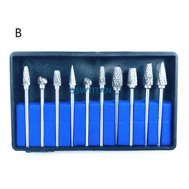 10pcs/box  Tungsten Steel Dental Carbide Burs Lab Burrs Tooth Drill Dental Lab Materials
