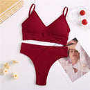 FINETOO Women Padded Bra Brazilian Panties Set Seamless Tops Sports Bra Set Sexy Thongs Girl Lingerie Fitness Crop Top Underwear
