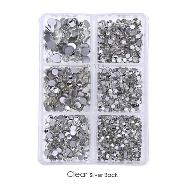 1350pcs/Box Mix Sizes ss6-ss20 glass non hot fix rhinestone flat back crystal stone strass glitters nail diamond for DIY garment