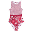 CUPSHE Black Striped And Green Leaf One-piece Swimsuit Women Sexy Cutout Monokini Bathing Suits 2021 New Girl Beach Swimwear