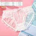 BIONEK Women Sexy Lace Underwear Ruffle Panties Japanese Lolita Style Transparent Seersucker Lingerie Fruit Embroidery Briefs
