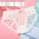 BIONEK Women Sexy Lace Underwear Ruffle Panties Japanese Lolita Style Transparent Seersucker Lingerie Fruit Embroidery Briefs