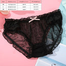 BIONEK Women Sexy Lace Underwear Ruffle Panties Japanese Lolita Style Transparent Seersucker Lingerie Fruit Embroidery Briefs