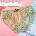 BIONEK Women Sexy Lace Underwear Ruffle Panties Japanese Lolita Style Transparent Seersucker Lingerie Fruit Embroidery Briefs