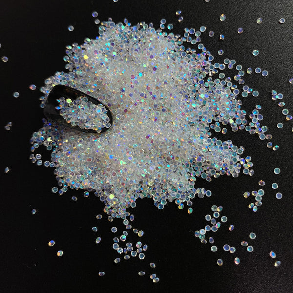 UNfoiled MIX Sizes 1440pcs Crystal&AB Chaton Nail Art Pointed Rhinestone Micro Manicure Decoration Tiny Mini Rhinestones Glass