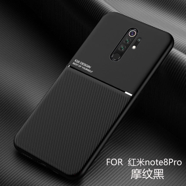 Luxury Leather Armor Case For Xiaomi Redmi Note 8 pro Matte Magnetic Holder Soft Cover For Redmi 7 7A 8A K20 Note 8T 9 9S Coque