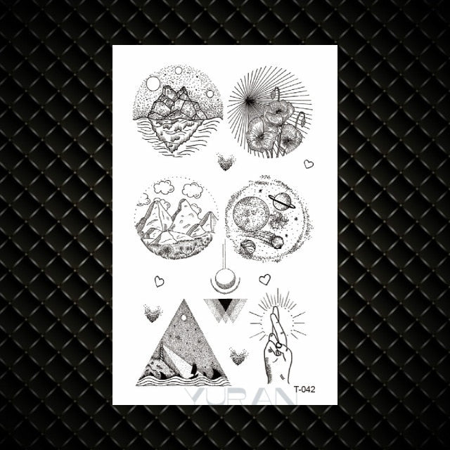 Hot Small Sexy Lips Leaf Black Cartoon Temporary Tattoo Cute Star Tattoo Sticker Love Women Body Finger Art Tatoo Kid Waterproof