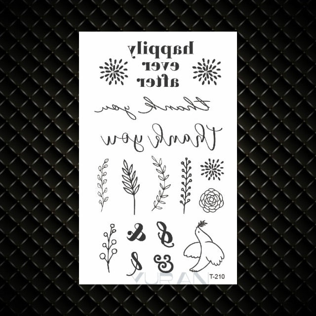 Hot Small Sexy Lips Leaf Black Cartoon Temporary Tattoo Cute Star Tattoo Sticker Love Women Body Finger Art Tatoo Kid Waterproof