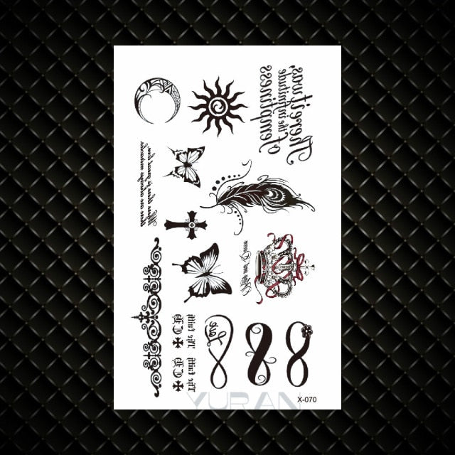 Hot Small Sexy Lips Leaf Black Cartoon Temporary Tattoo Cute Star Tattoo Sticker Love Women Body Finger Art Tatoo Kid Waterproof