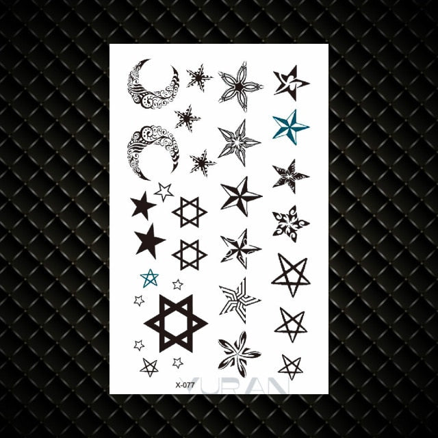 Hot Small Sexy Lips Leaf Black Cartoon Temporary Tattoo Cute Star Tattoo Sticker Love Women Body Finger Art Tatoo Kid Waterproof
