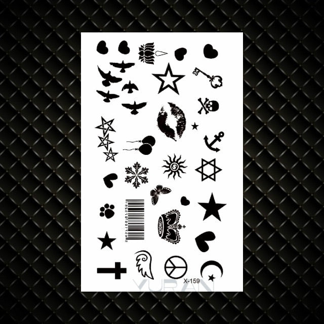 Hot Small Sexy Lips Leaf Black Cartoon Temporary Tattoo Cute Star Tattoo Sticker Love Women Body Finger Art Tatoo Kid Waterproof