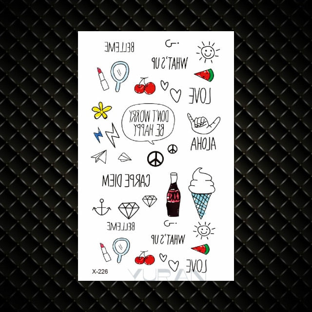 Hot Small Sexy Lips Leaf Black Cartoon Temporary Tattoo Cute Star Tattoo Sticker Love Women Body Finger Art Tatoo Kid Waterproof