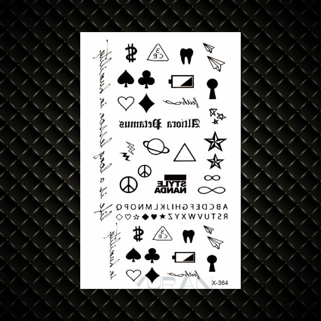 Hot Small Sexy Lips Leaf Black Cartoon Temporary Tattoo Cute Star Tattoo Sticker Love Women Body Finger Art Tatoo Kid Waterproof