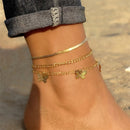 Summer Boho Butterfly Anklet For Women Gold Multilayer Crystal Ankle Bracelet Foot Chain Leg Bracelet Beach Accessories Jewelry