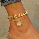 Summer Boho Butterfly Anklet For Women Gold Multilayer Crystal Ankle Bracelet Foot Chain Leg Bracelet Beach Accessories Jewelry