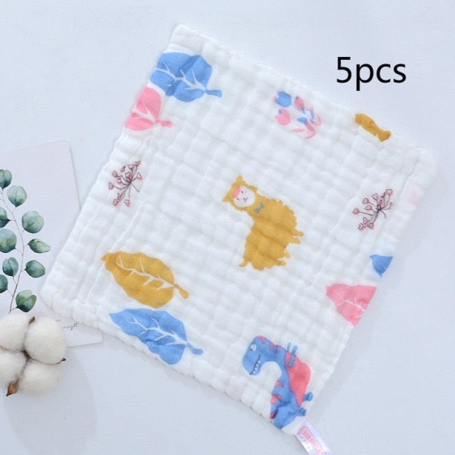 5pcs/lot Muslin 6 layers Cotton Soft Baby Towels Baby Face Towel  Handkerchief Bathing Feeding Face Washcloth Wipe burp cloths
