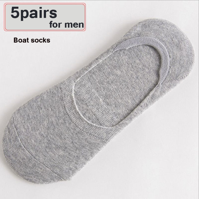1/5 Pairs Men Cotton Socks Summer Breathable Invisible Boat Socks Nonslip Loafer Ankle Low Cut Short Sock Male Sox for Shoes
