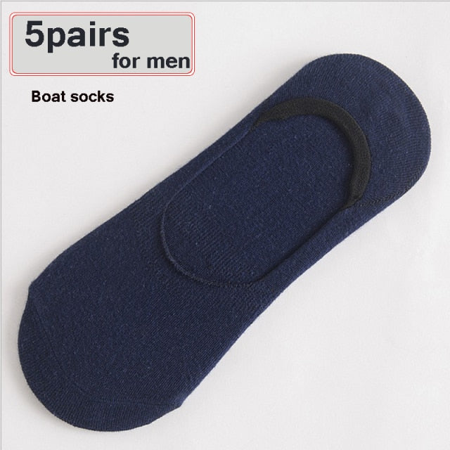 1/5 Pairs Men Cotton Socks Summer Breathable Invisible Boat Socks Nonslip Loafer Ankle Low Cut Short Sock Male Sox for Shoes