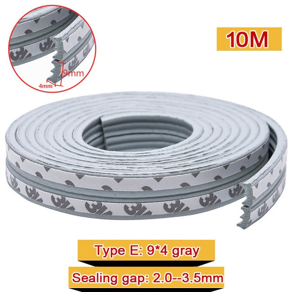 10M DIEP Type Door Weather Strip Self Adhesive Rubber Seal Foam Tape Window Dustproof Soundproof Insulation Tools